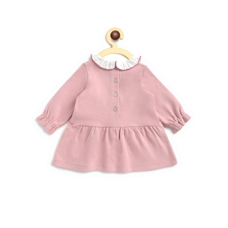 Knitted Long Sleeve Dress with Collar image number 1